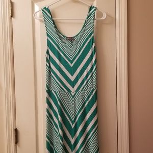 Green and white striped maxi dress